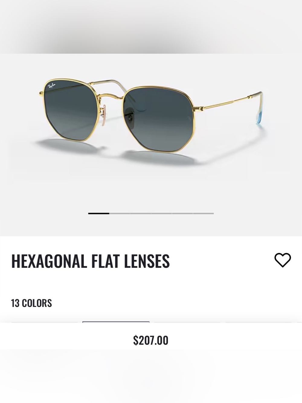 Ray-Ban Hexagonal Flat Lenses Gold Hexagonal Sunglasses
